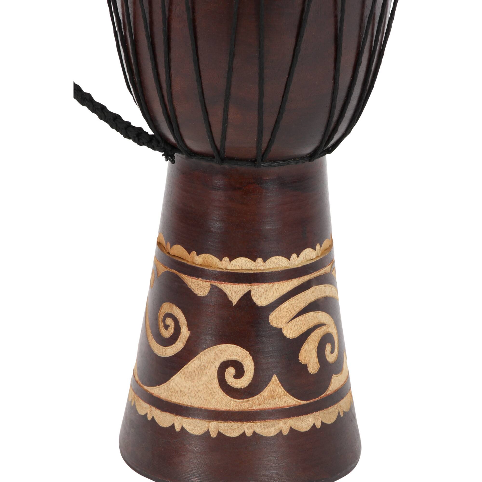 16" Brown Mahogany Drum Sculpture